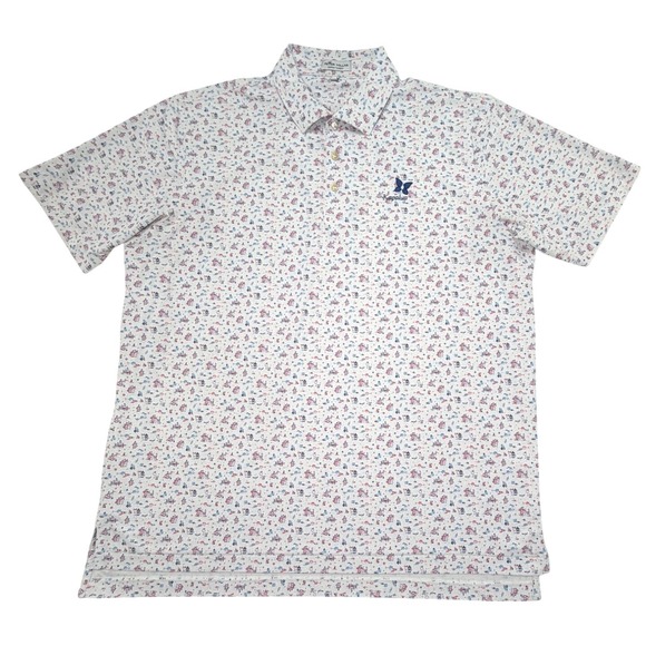 Peter Millar Other - Peter Millar Summer Comfort XL White Blue Pink Cocktail Print Golf Polo Kapalua